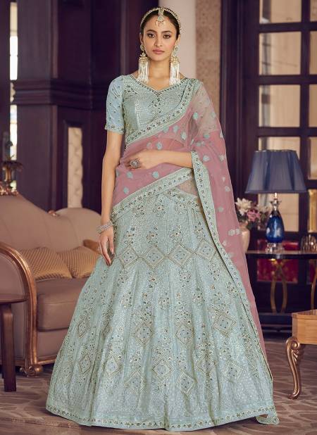 Turquoise Colour ARYA 24 Heavy Designer Wedding Wear Embroidery Work Bridal Lehenga Choli Collection 9420